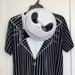 Jack Skellington Shirt and Mask, Adult, Unisex, Size Small
